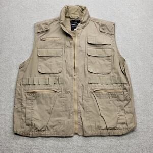 Rothco Ranger Cargo Vest With Hoodie Men's XL Khaki Hunting Outdoor Utility